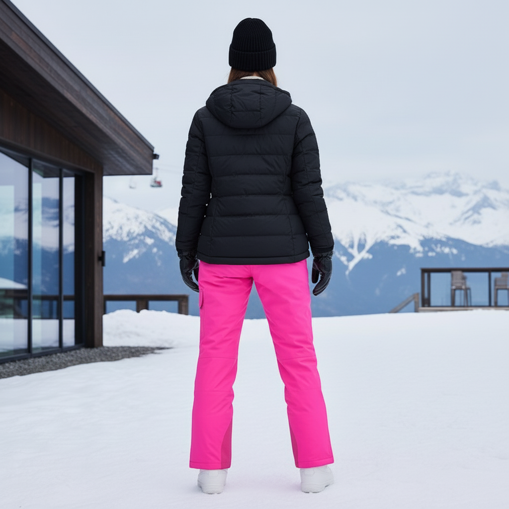 Pantalon De Ski Rose Imperméable Bretelles Cargo Femme - Polyester - vue 2