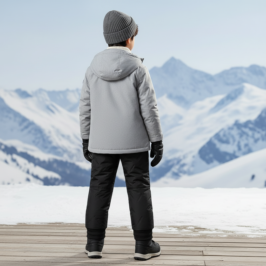 Pantalon De Ski Enfant Noir Matelassé Épais Imperméable - Polyester - vue 2