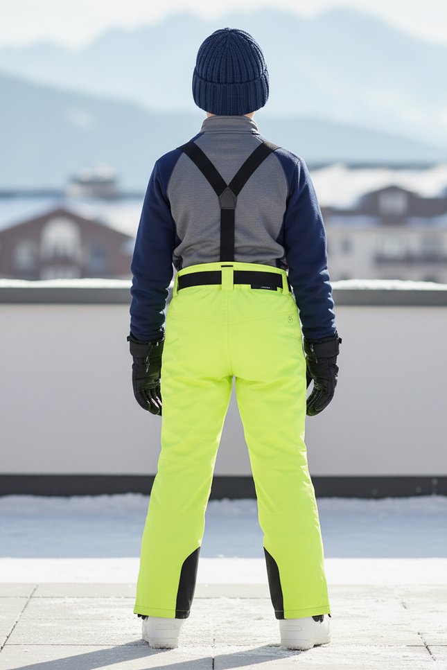 Pantalon De Ski Enfant Fluo Imperméable Salopette Hiver - Vert Polyester - vue 2