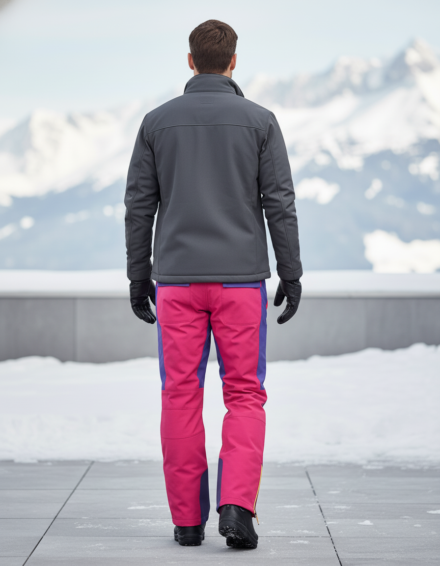 Pantalon De Ski Rose Violet Imperméable Homme - Multicolore Polyester - vue 2