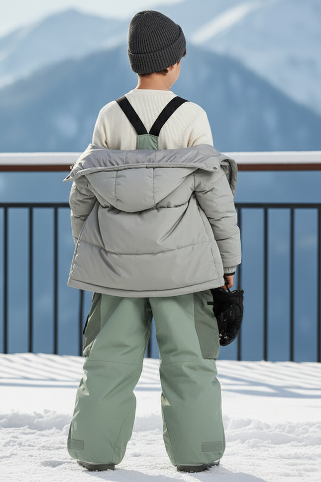 Pantalon De Ski Vert Ample Imperméable Bretelles Enfant Hiver - Polyester - vue 2