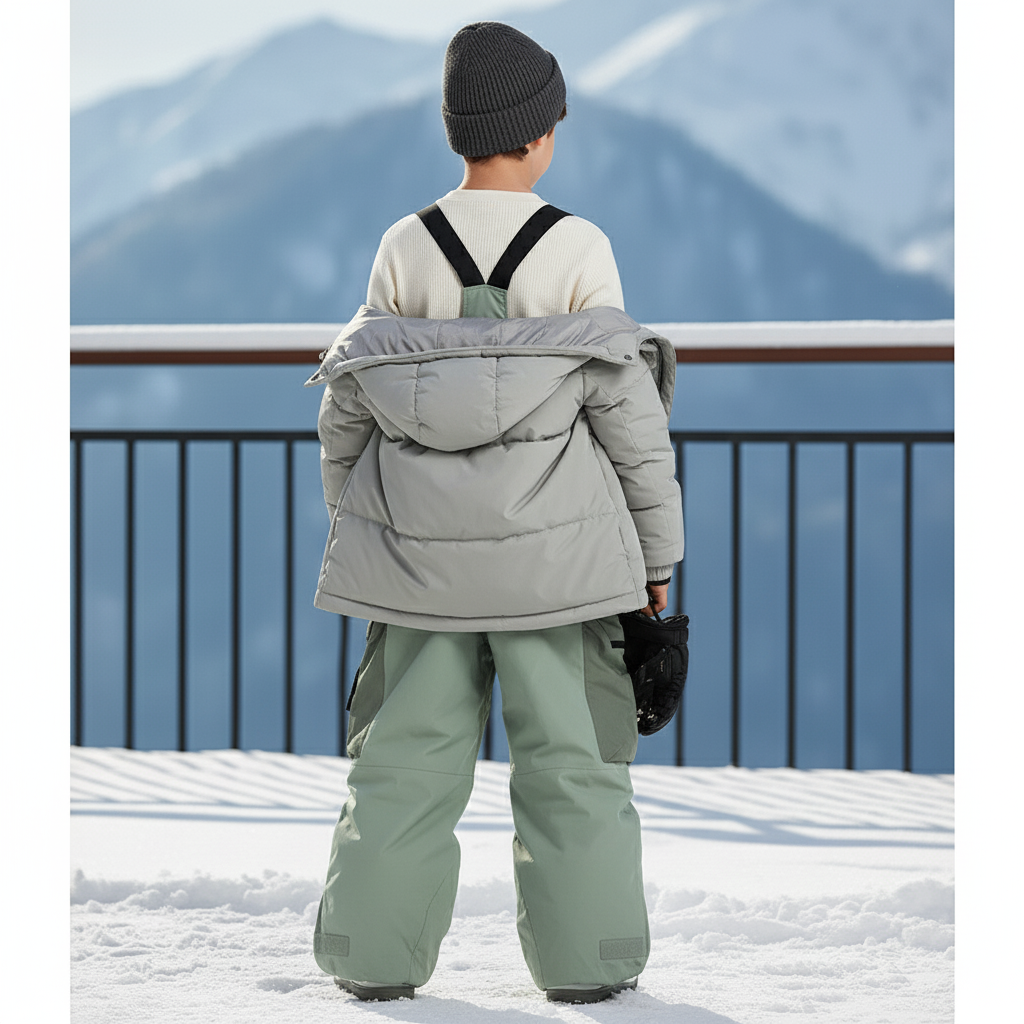 Pantalon De Ski Vert Ample Imperméable Bretelles Enfant Hiver - Polyester - vue 2