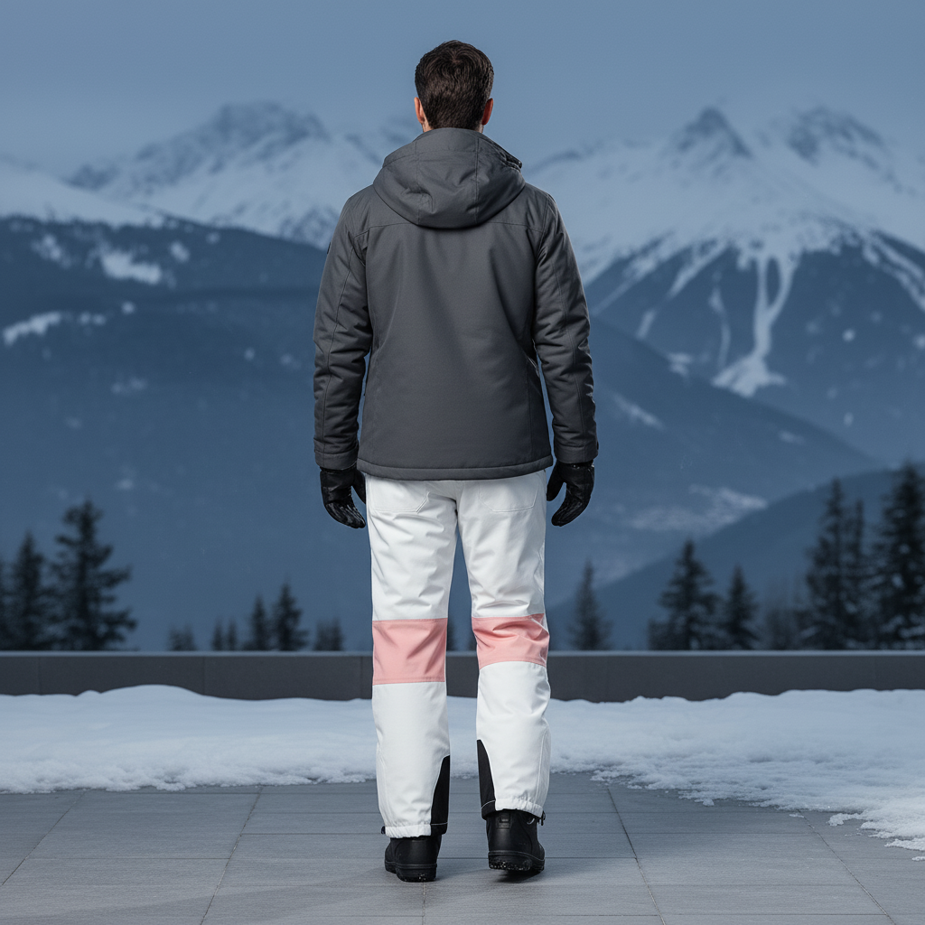 Pantalon De Ski Blanc Dégradé Homme Imperméable Chaud - Multicolore Polyester - vue 2