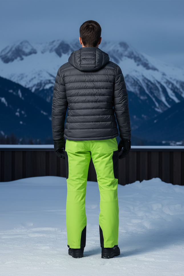 Pantalon De Ski Vert Fluorescent Homme Imperméable Thermique Coupe Droite - Polyester - vue 2