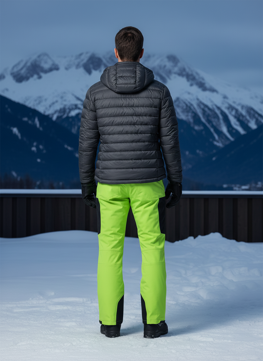 Pantalon De Ski Vert Fluorescent Homme Imperméable Thermique Coupe Droite - Polyester - vue 2