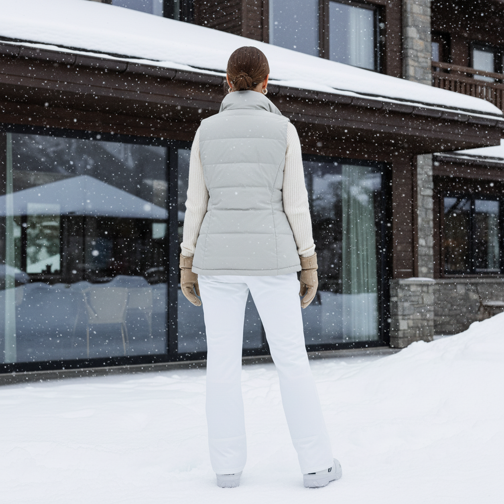 Pantalon De Ski Blanc Droit Déperlant Femme - Polyester - vue 2