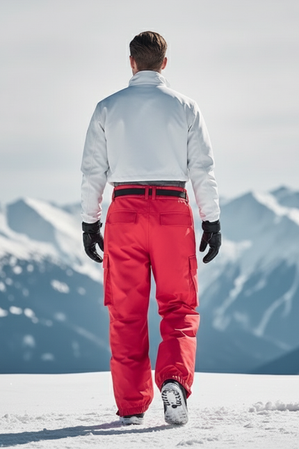 Pantalon De Ski Rouge Homme Imperméable Cargo Hiver - Polyester - vue 2