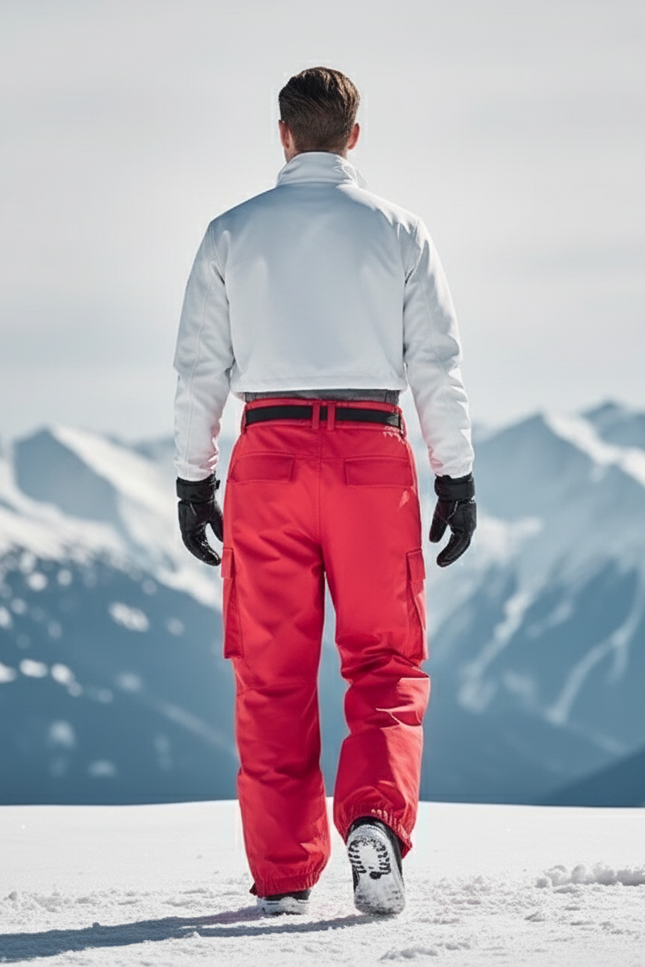 Pantalon De Ski Rouge Homme Imperméable Cargo Hiver - Polyester - vue 2