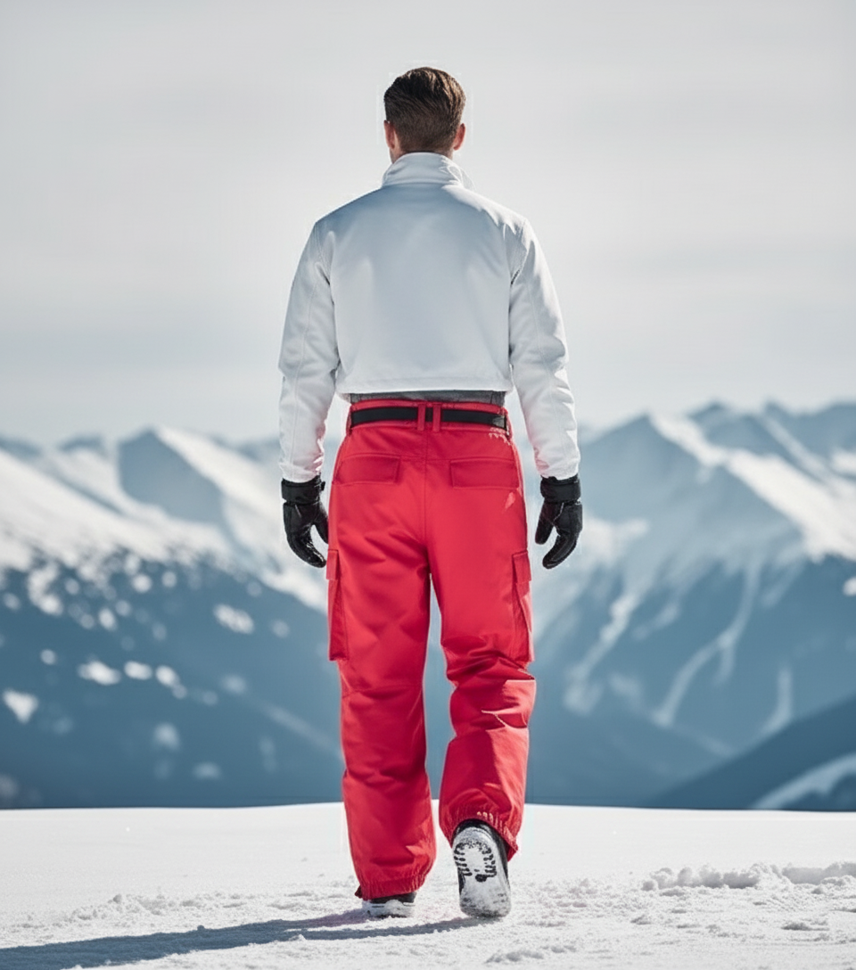 Pantalon De Ski Rouge Homme Imperméable Cargo Hiver - Polyester - vue 2