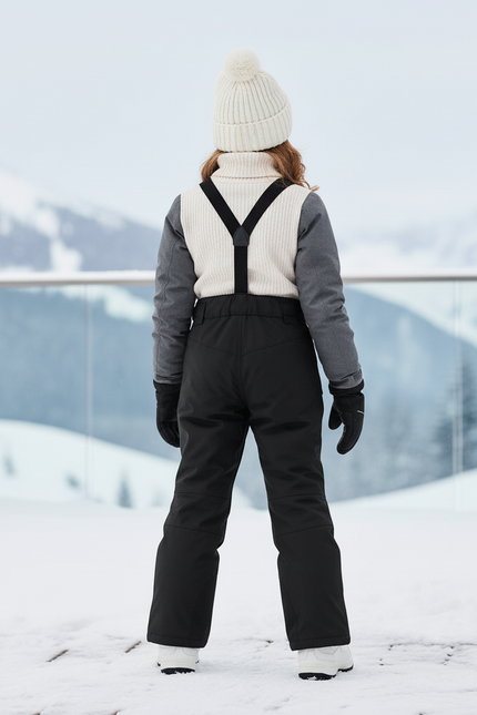 Pantalon De Ski Enfant Noir Imperméable Bretelles - Polyester - vue 2