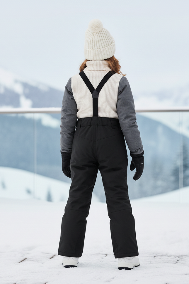 Pantalon De Ski Enfant Noir Imperméable Bretelles - Polyester - vue 2