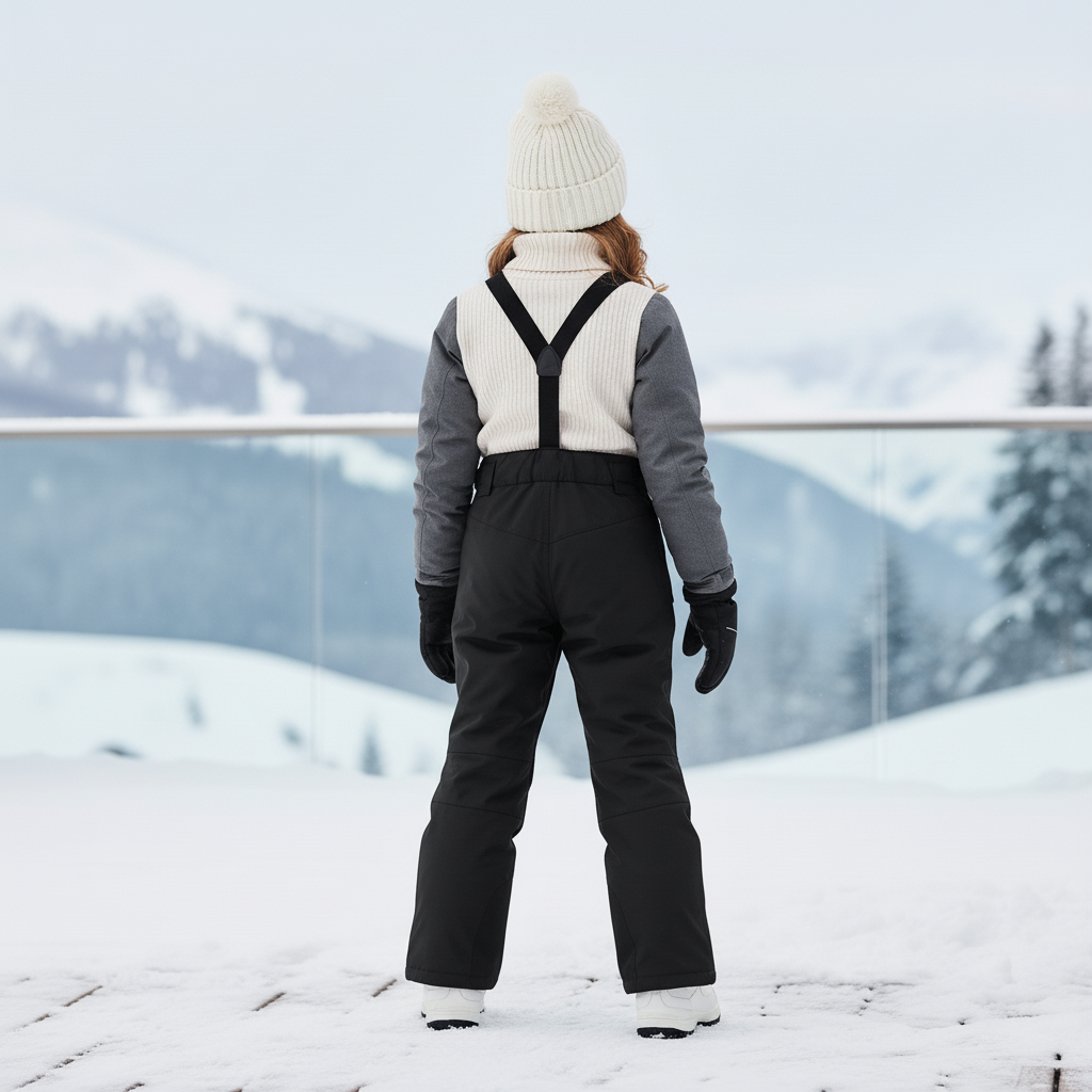 Pantalon De Ski Enfant Noir Imperméable Bretelles - Polyester - vue 2