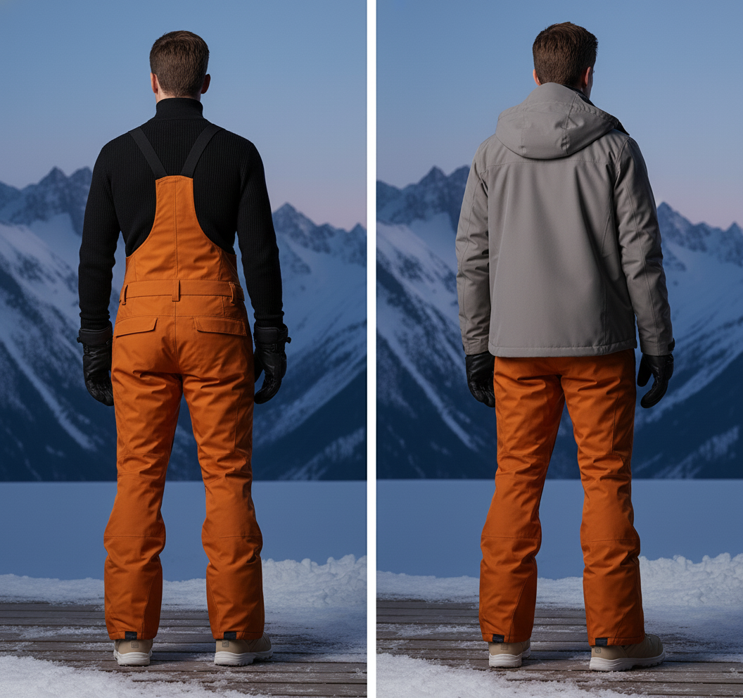 Pantalon De Ski Orange Bretelles Imperméable Chaud Homme - Polyester - vue 2