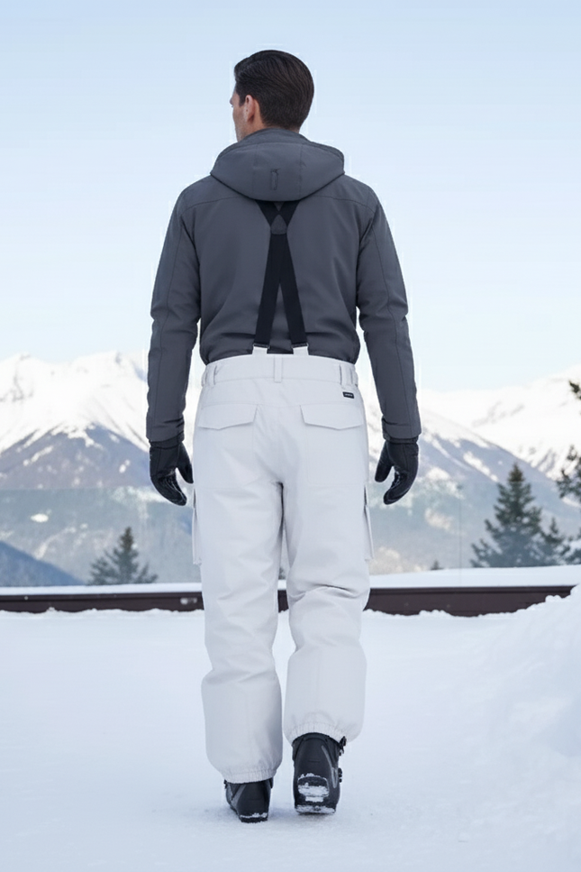 Pantalon De Ski Blanc Imperméable Homme Ample Bretelles - Polyester - vue 2
