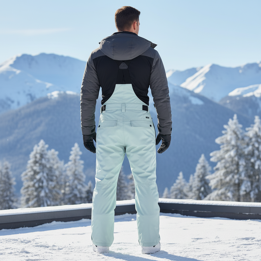 Pantalon De Ski Vert D'Eau Imperméable Bretelles Homme - Polyester - vue 2