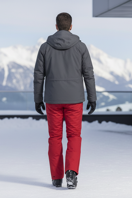 Pantalon De Ski Rouge Coupe Droite Imperméable Homme - Polyester - vue 2
