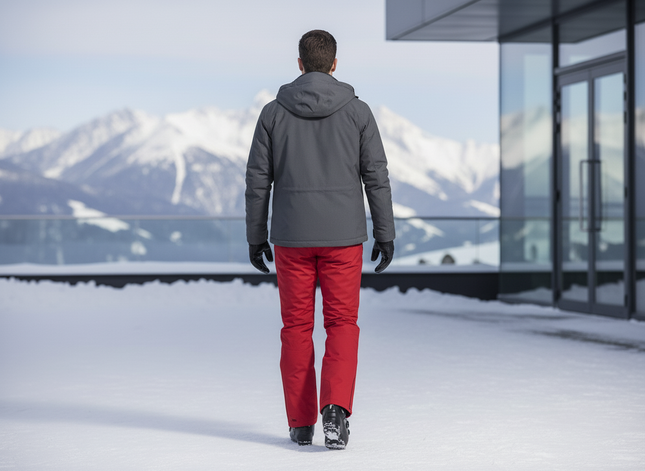 Pantalon De Ski Rouge Coupe Droite Imperméable Homme - Polyester - vue 2