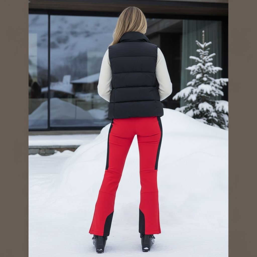 Pantalon De Ski Rouge Évasé Imperméable Femme - Polyester - vue 2