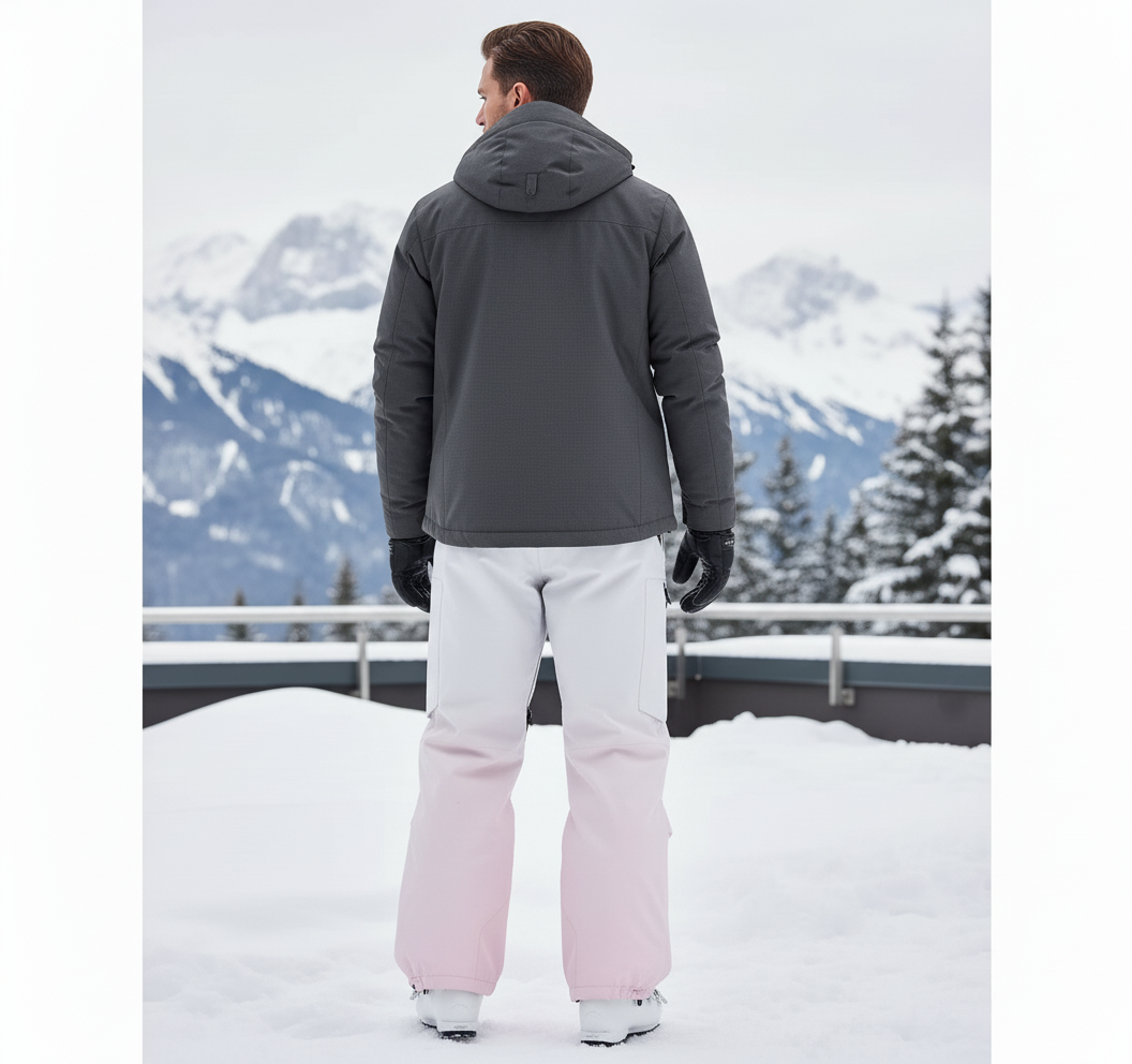 Pantalon De Ski Blanc Dégradé Rose Ample Imperméable - Polyester - vue 2