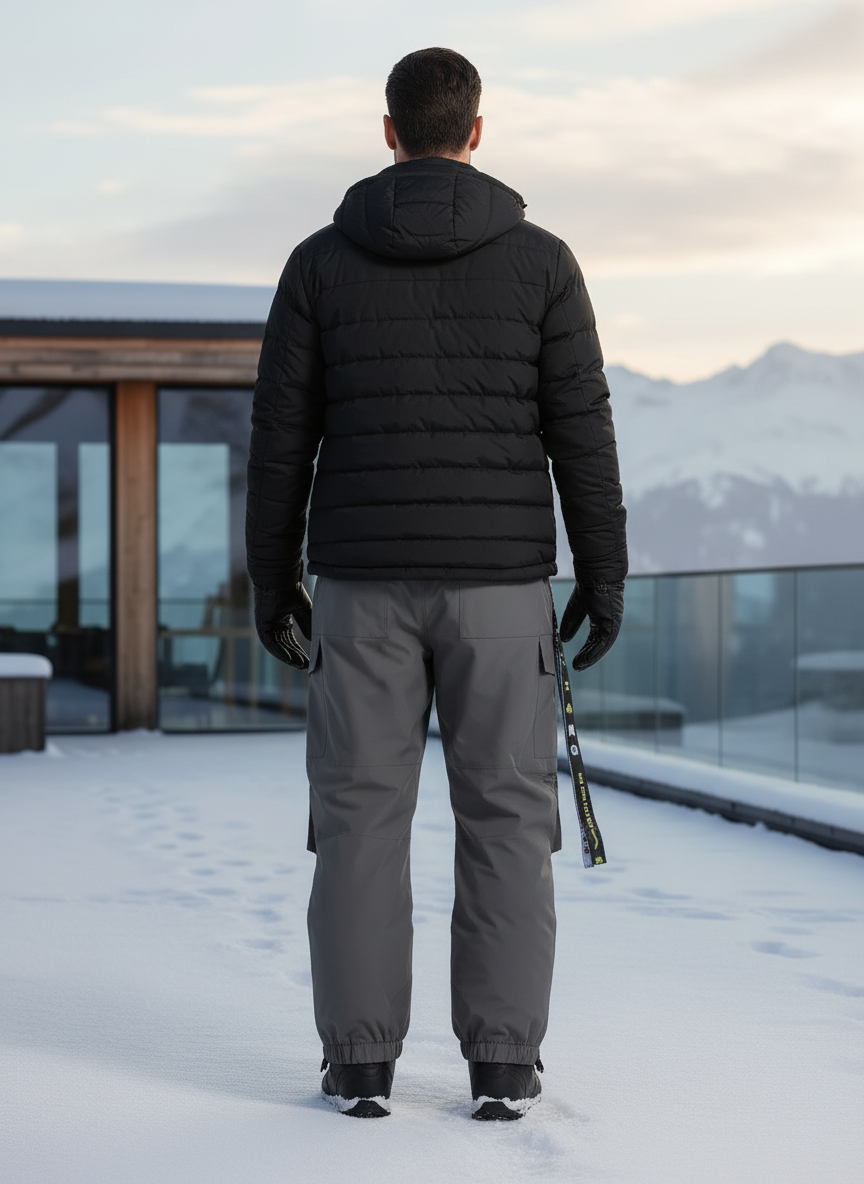Pantalon De Ski Gris Imperméable Cargo Homme Hiver - Polyester - vue 2