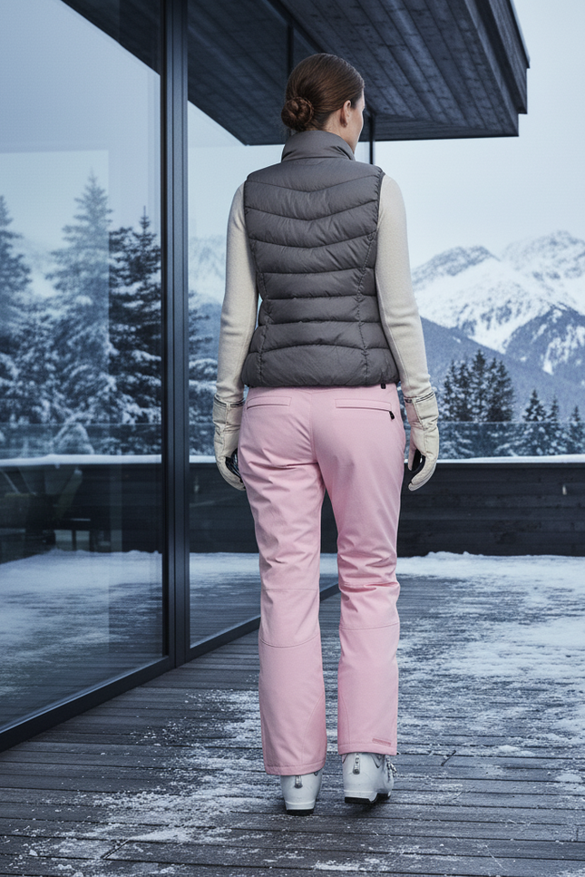 Pantalon De Ski Rose Pâle Imperméable Femme Chaud - Polyester - vue 2