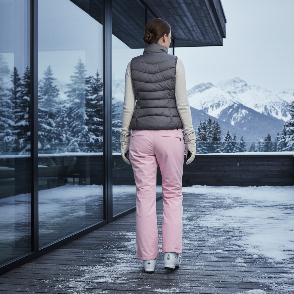 Pantalon De Ski Rose Pâle Imperméable Femme Chaud - Polyester - vue 2