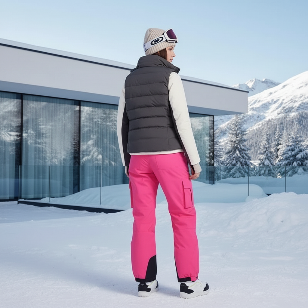 Pantalon De Ski Rose Vif Cargo Imperméable Femme Hiver - Polyester - vue 2