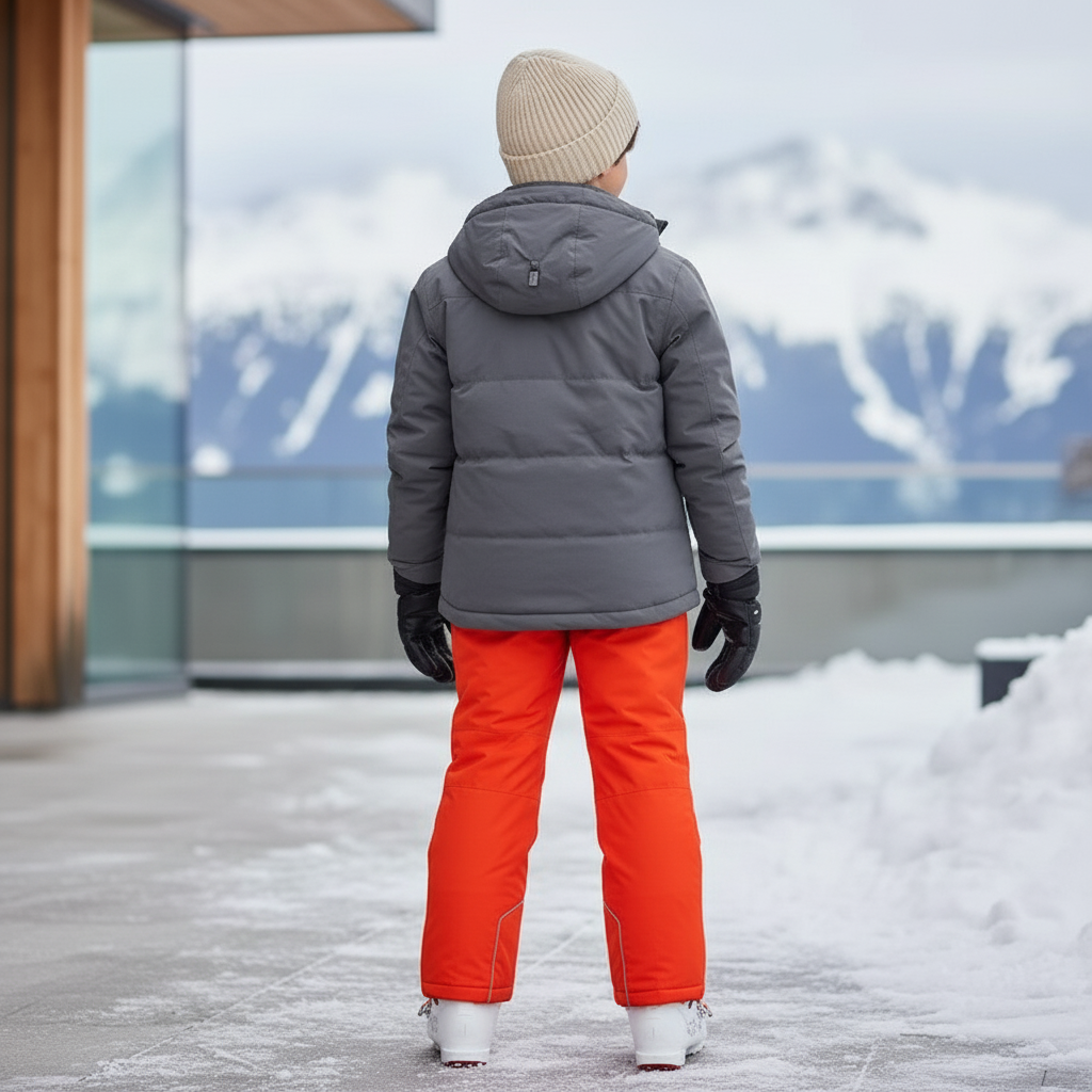 Pantalon De Ski Orange Imperméable Bretelles Enfant Hiver - Polyester - vue 2
