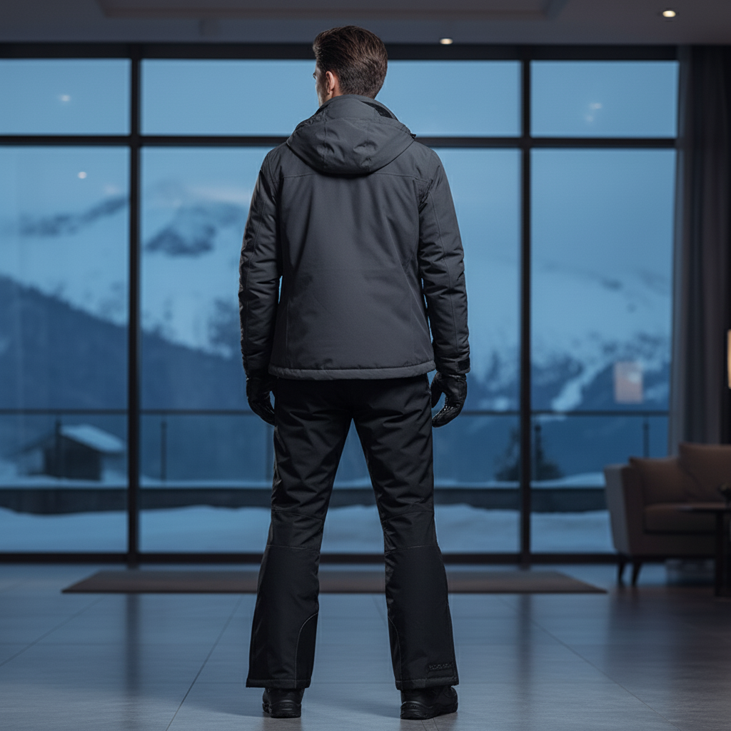 Pantalon De Ski Noir Imperméable Homme Bicolore Coupe Droite - Polyester - vue 2