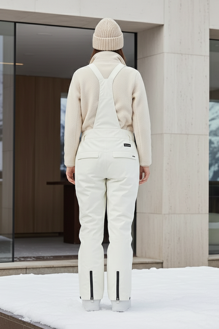 Pantalon De Ski Blanc Cassé Bretelles Imperméable Unisexe Hiver - Polyester - vue 2