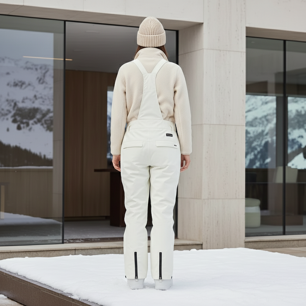 Pantalon De Ski Blanc Cassé Bretelles Imperméable Unisexe Hiver - Polyester - vue 2