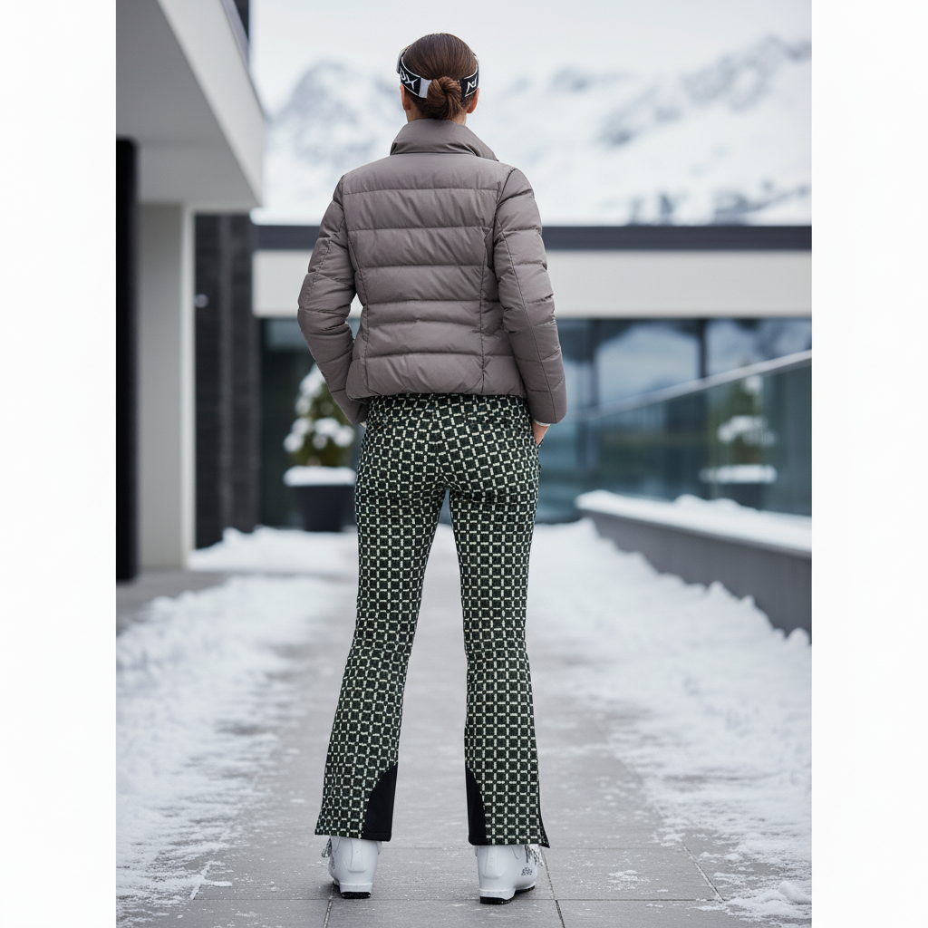 Pantalon De Ski Imprimé Géométrique Vert Noir Slim Femme - Polyester - vue 2