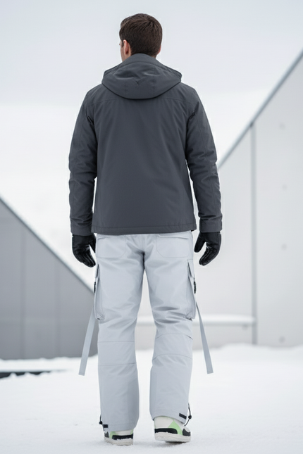 Pantalon De Ski Gris Clair Cargo Ample Imperméable Homme - Polyester - vue 2