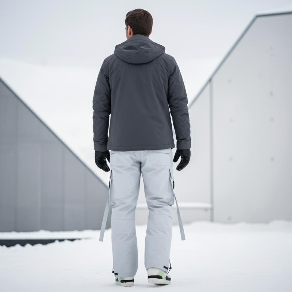 Pantalon De Ski Gris Clair Cargo Ample Imperméable Homme - Polyester - vue 2