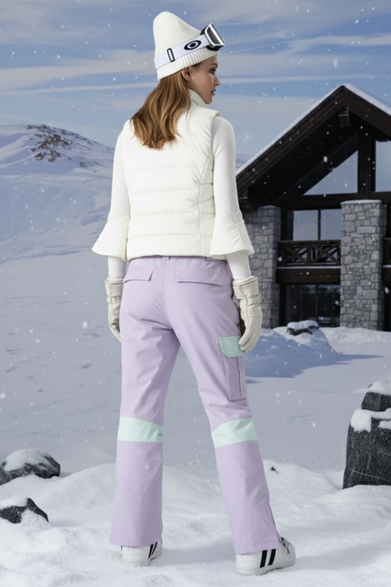 Pantalon De Ski Salopette Bicolore Imperméable Unisexe Moderne - Violet Polyester - vue 2