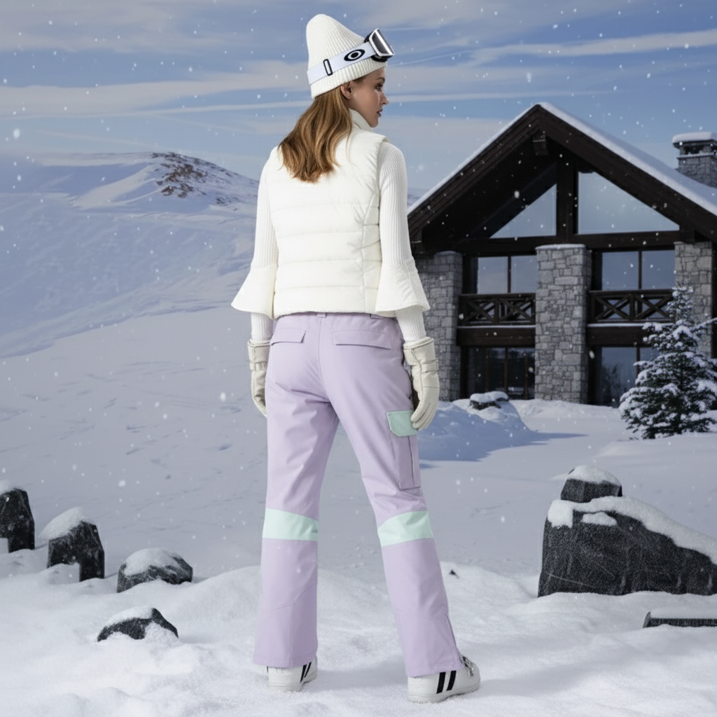 Pantalon De Ski Salopette Bicolore Imperméable Unisexe Moderne - Violet Polyester - vue 2
