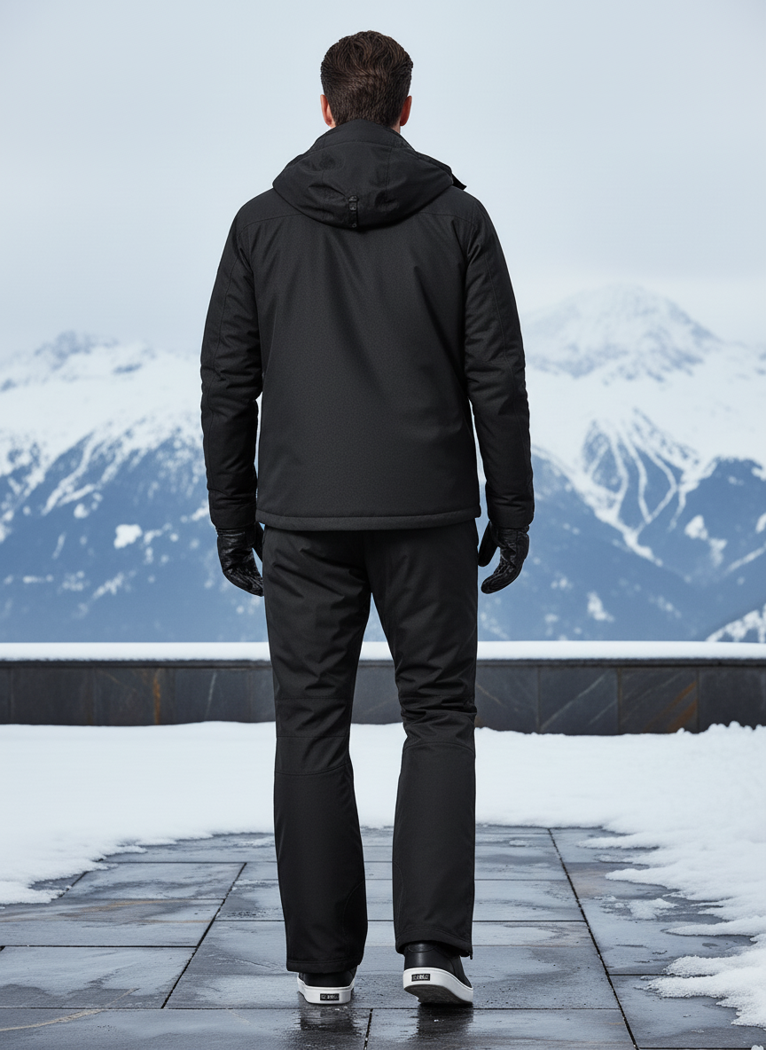 Pantalon De Ski Noir Imperméable Coupe-Vent Bretelles Homme - Polyester - vue 2