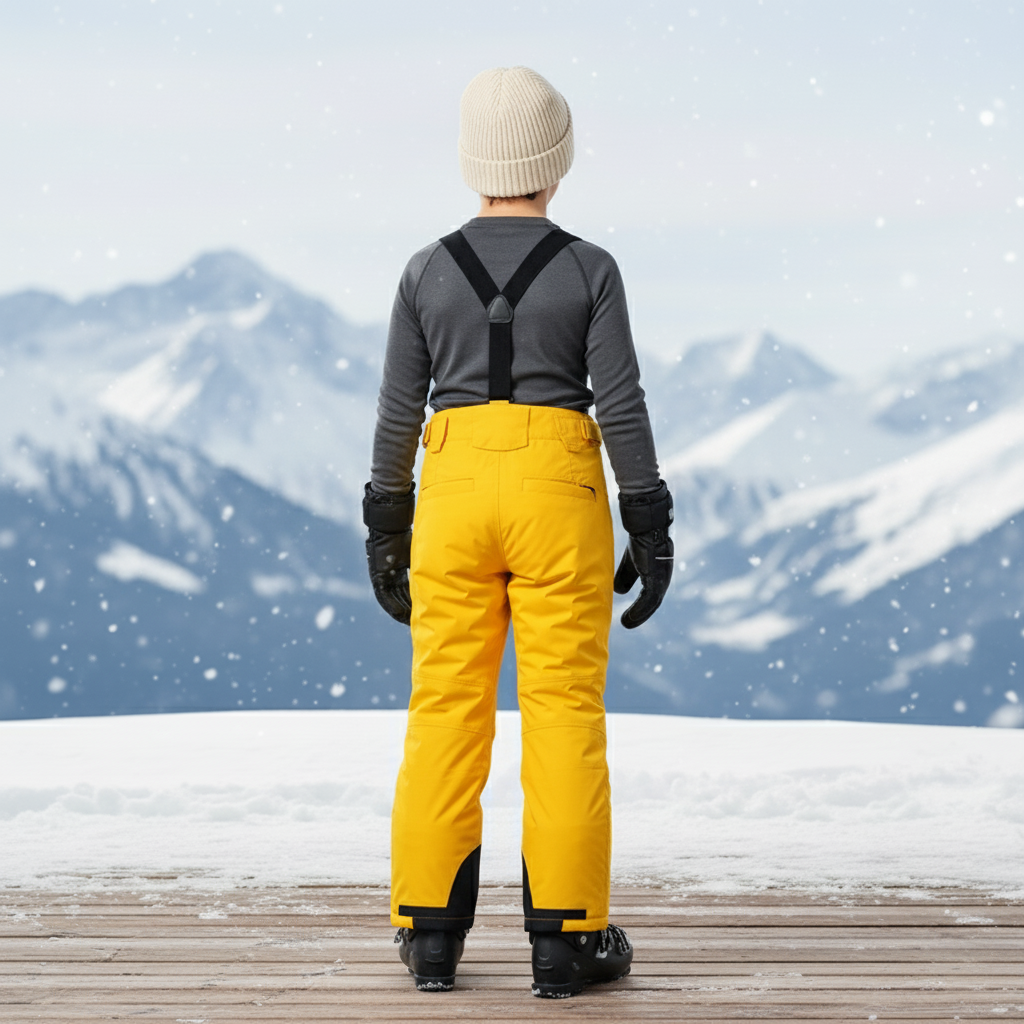 Pantalon De Ski Jaune Enfant Bretelles Imperméable Chaud - Polyester - vue 2