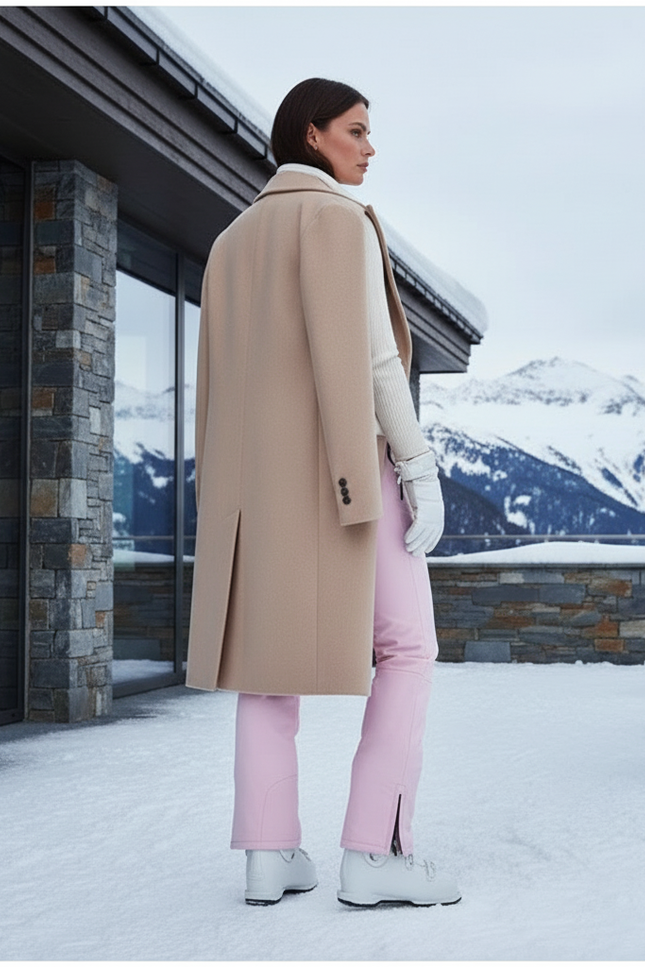 Pantalon De Ski Rose Pâle Imperméable Ajusté Hiver Femme - Polyester - vue 2