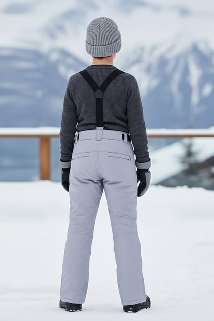 Pantalon De Ski Gris Clair Imperméable Bretelles Enfant - Polyester - vue 2