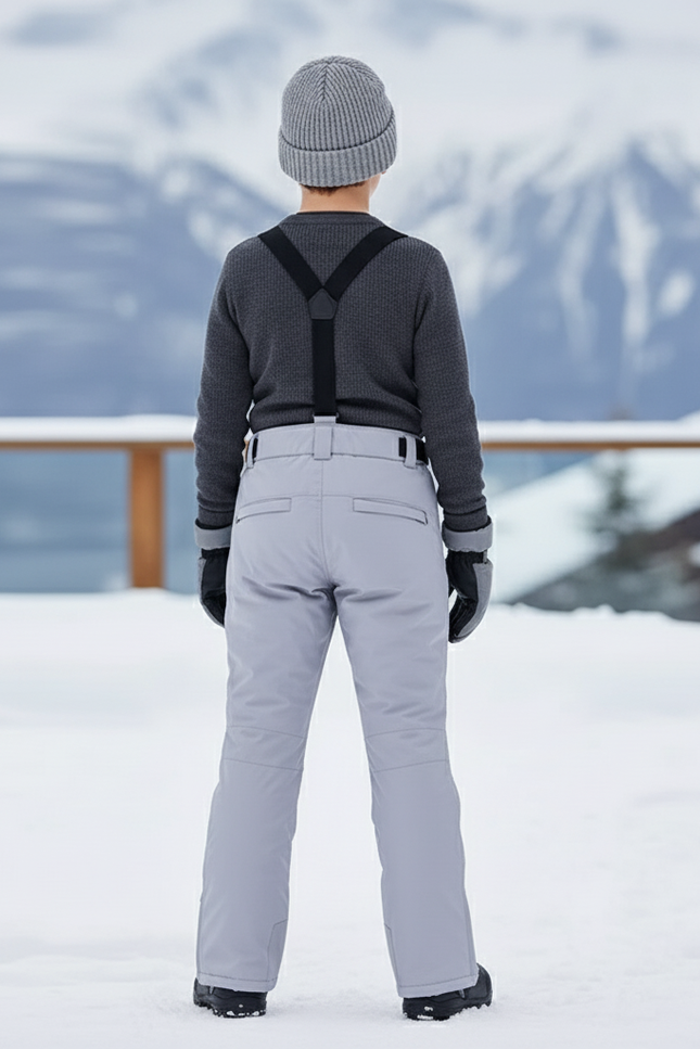 Pantalon De Ski Gris Clair Imperméable Bretelles Enfant - Polyester - vue 2