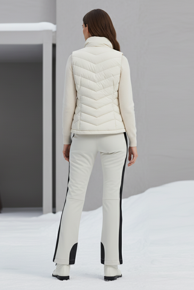 Pantalon De Ski Blanc Cassé Coupe Droite Élégant - Beige Polyester - vue 2