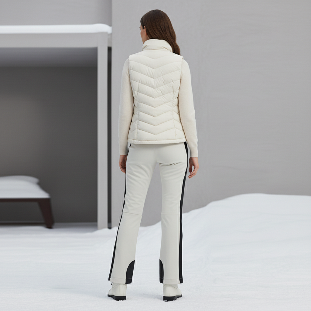 Pantalon De Ski Blanc Cassé Coupe Droite Élégant - Beige Polyester - vue 2