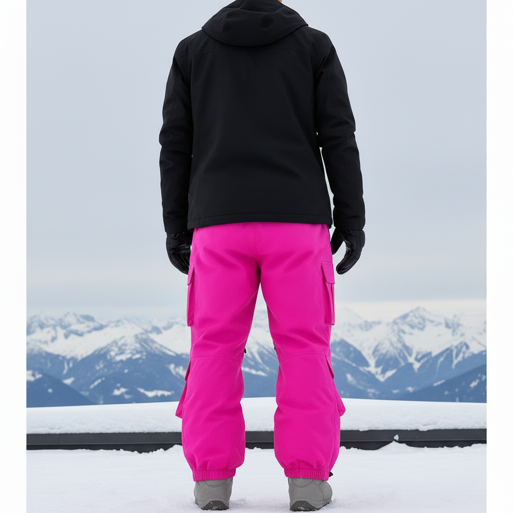 Pantalon De Ski Rose Vif Cargo Ample Imperméable - Polyester - vue 2