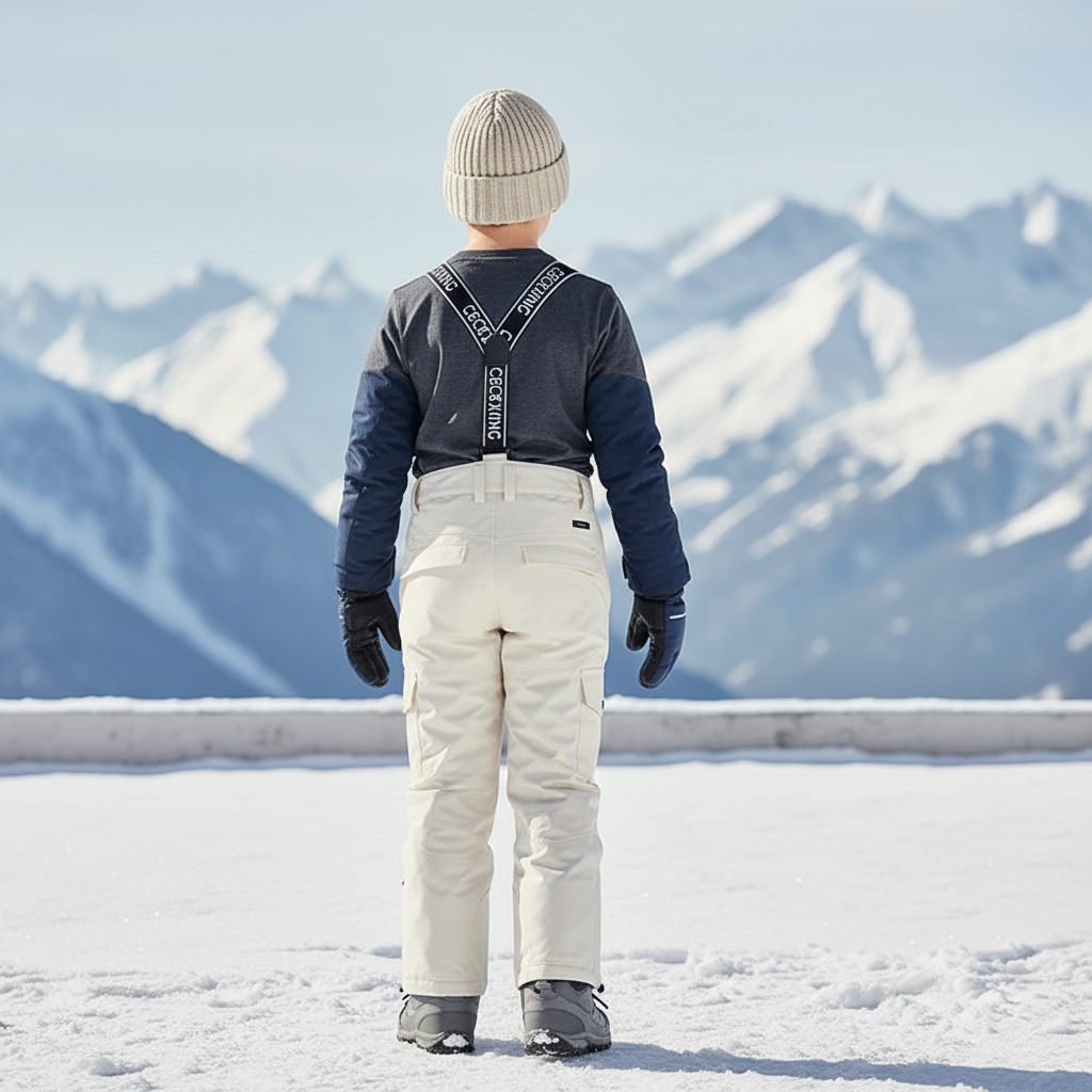 Pantalon De Ski Crème Cargo Impermé Enfant - Beige Polyester - vue 2