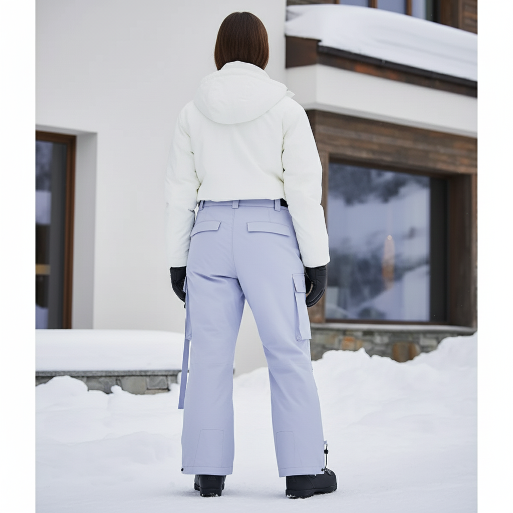 Pantalon De Ski Lilas Imperméable Cargo Ample Hiver - Violet Polyester - vue 2