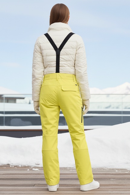 Pantalon De Ski Jaune Citron Imperméable Bretelles Hiver - Polyester - vue 2