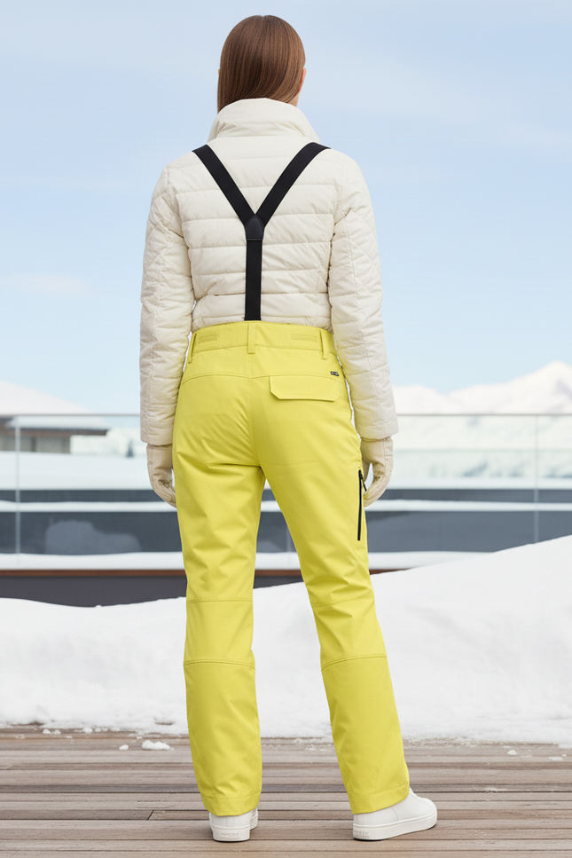 Pantalon De Ski Jaune Citron Imperméable Bretelles Hiver - Polyester - vue 2