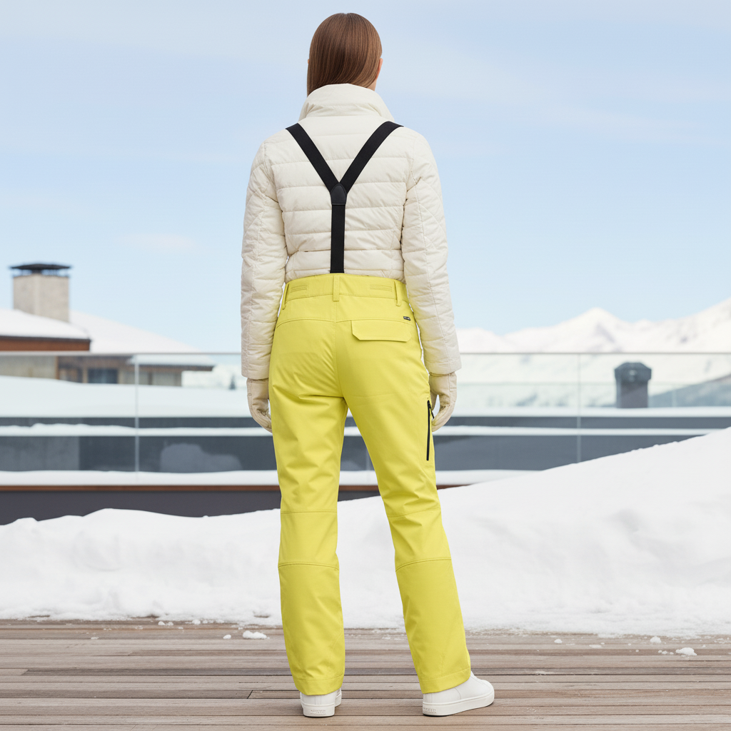 Pantalon De Ski Jaune Citron Imperméable Bretelles Hiver - Polyester - vue 2