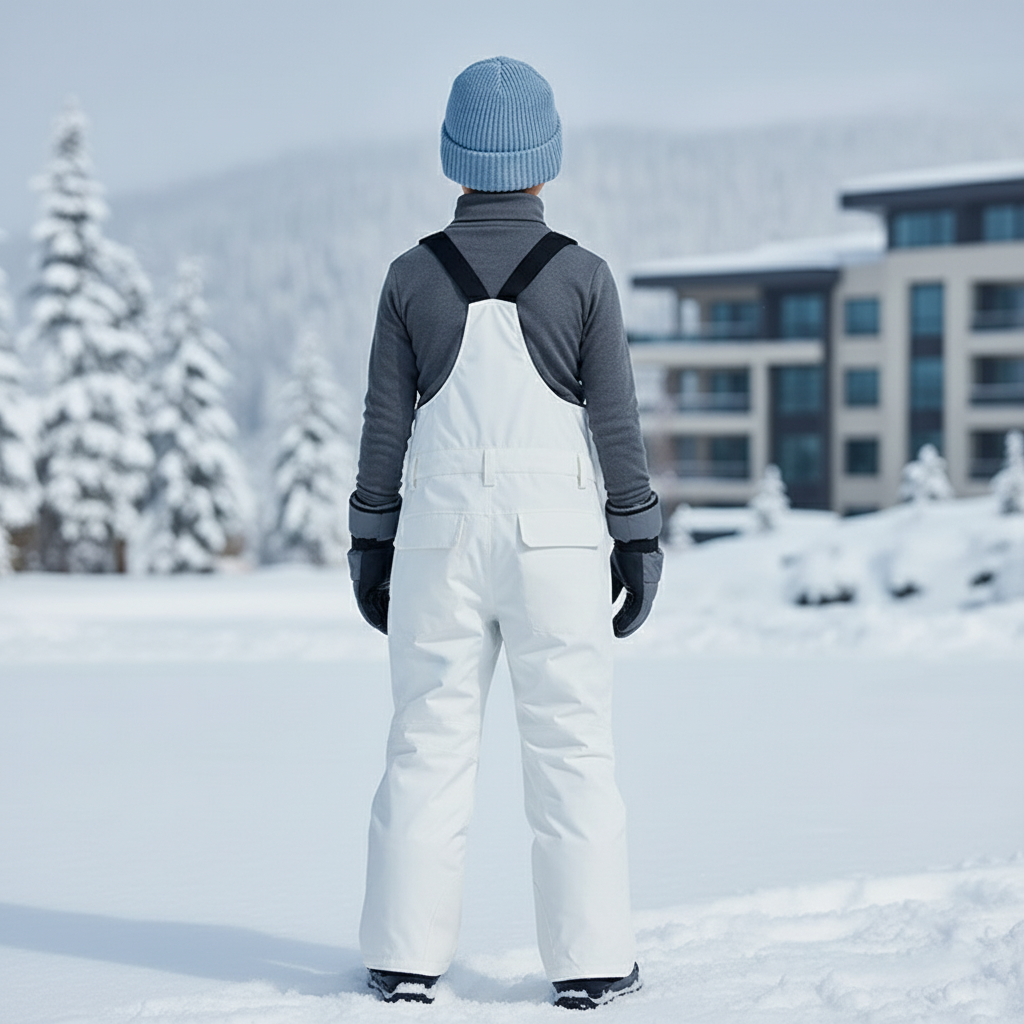 Pantalon De Ski Blanc Bretelles Imperméable Enfant Hiver - Polyester - vue 2
